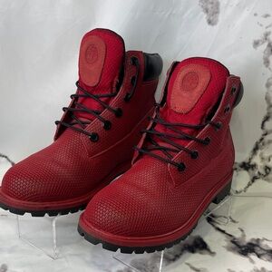 Timberland Exo Web Grid Tech Boots 6" Premium Red Combat Moto Rubber Lace-Up